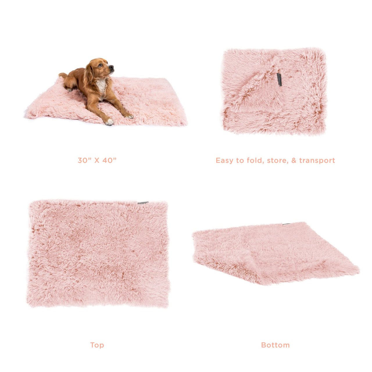Best Friends by Sheri Calming Shag Fur Pet Throw Blanket, Cotton Candy Pink, 30"x40" 30" x 40"