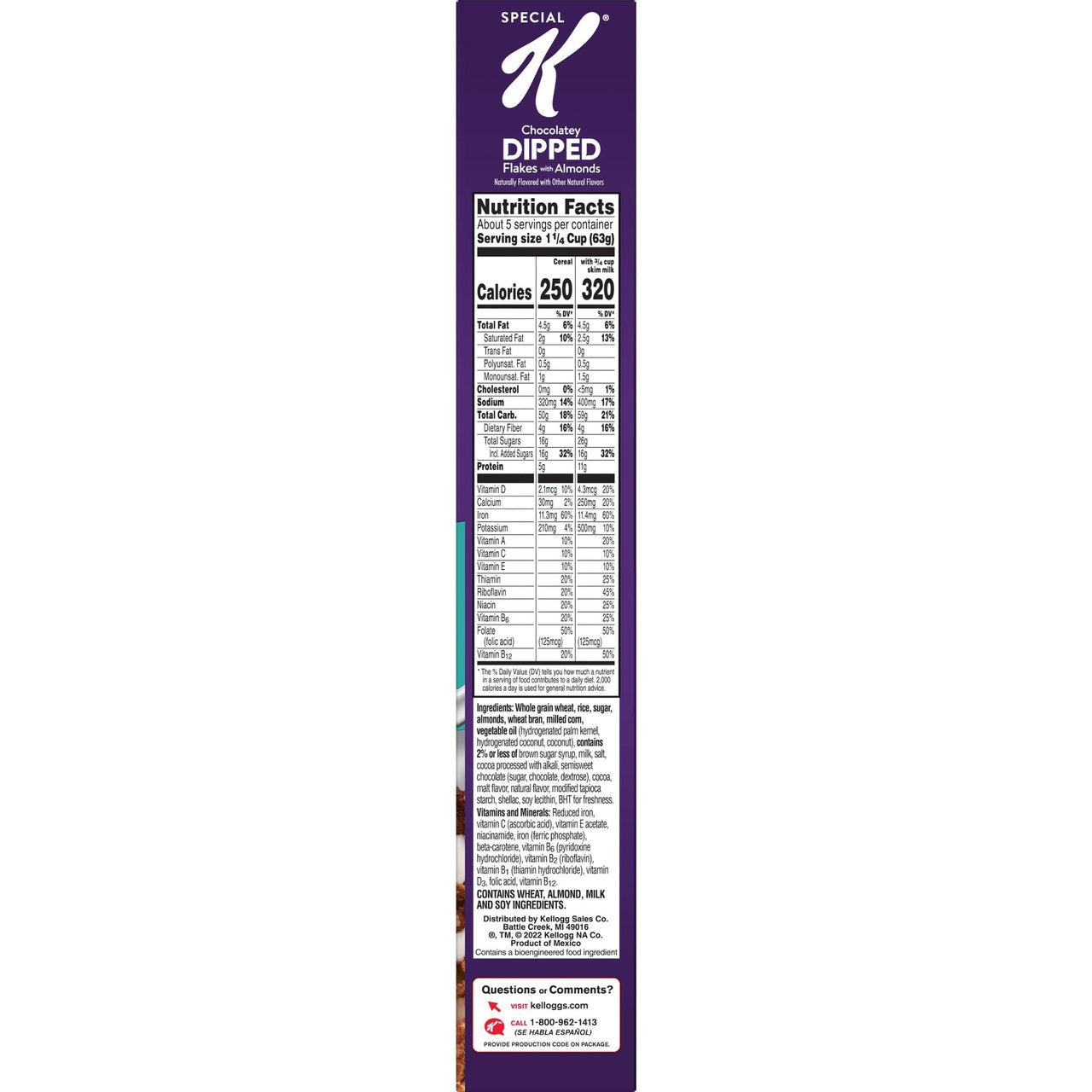 Kellogg’s Special K Breakfast Cereal, 11 Vitamins and Minerals, Anytime Snacks, Chocolatey Dipped Flakes with Almonds, 13.1oz Box (1 Box)