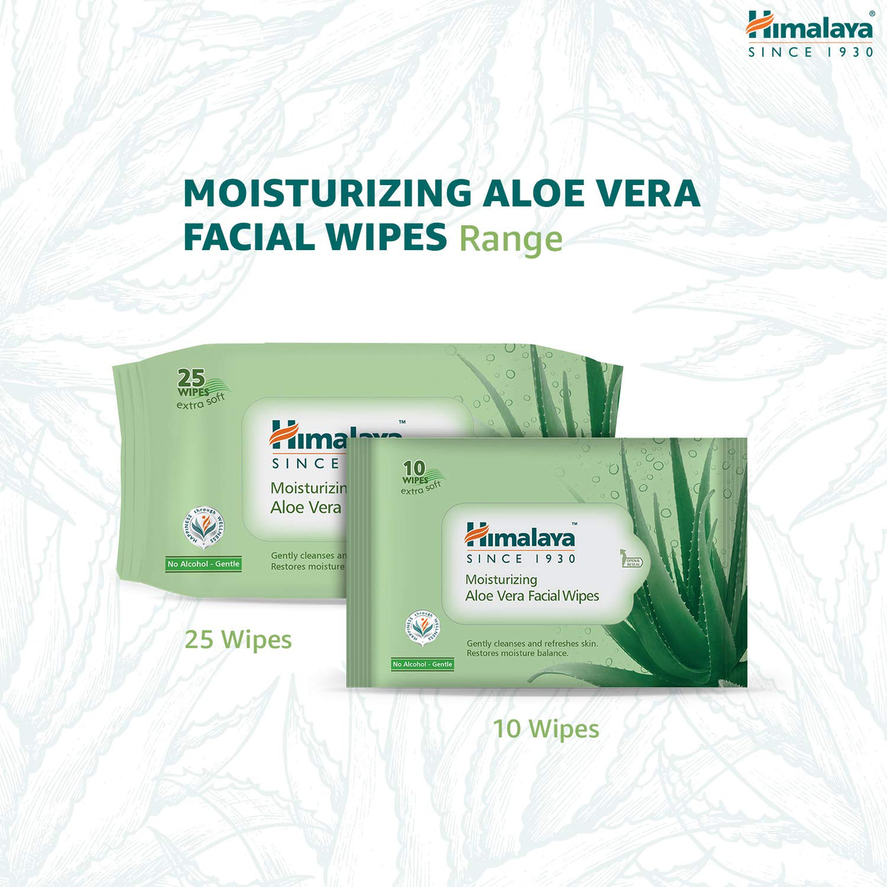 Himalaya Moisturising Aloe Vera Facial Wipes, 25 Count