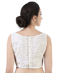 X3 Women's  Georgette Chikankari & Sequin Embroidered Sleeveless Saree Blouse