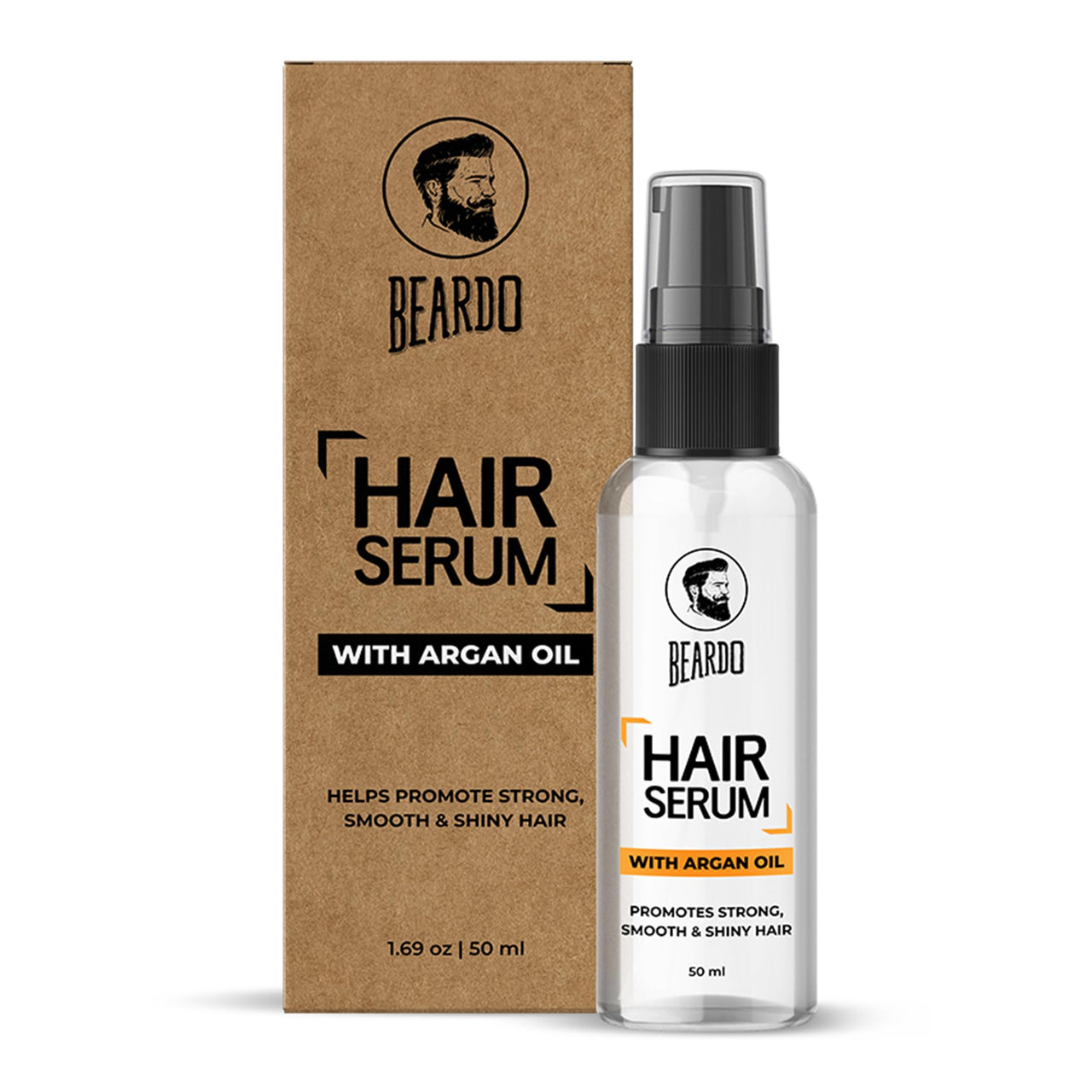 Beardo Hair Serum 50ml for Instant Shine & Anti-frizz with Argan Oil, Made for Men's  Hair, Super Light-weight | Provides shine, smoothness and damage protection | Luxurious Shine, Frizz-Free Hair Serum for Men