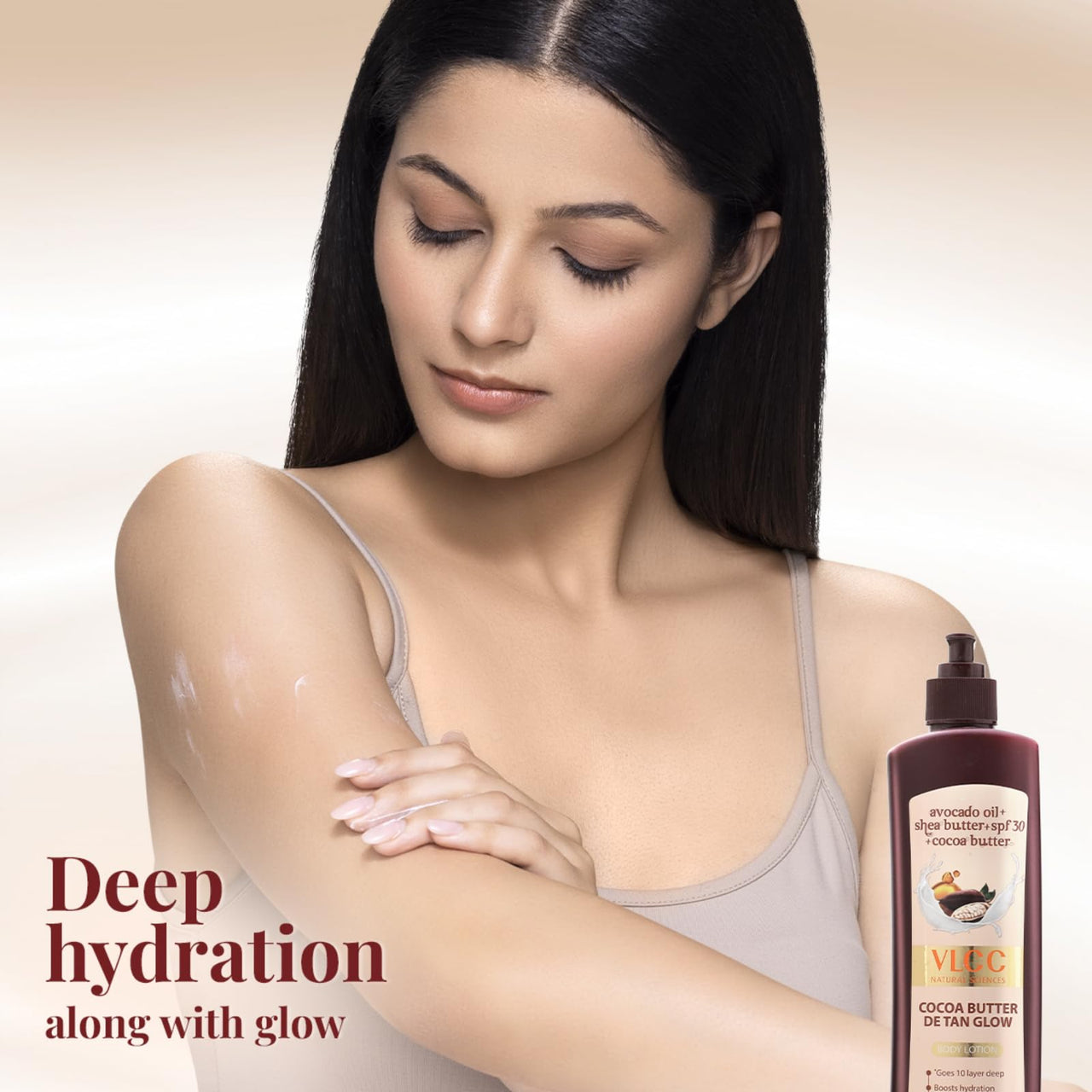 VLCC Cocoa Butter De-Tan Glow Body Lotion SPF 30 PA+++ - 400ml | Deeply Hydrating & Moisturizing Lotion | Helps fight tanning | Glowing Skin & Even Skin Tone | Avocado Oil, Shea Butter & Cocoa Butter