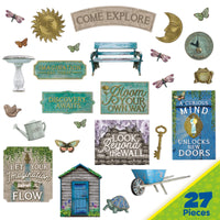 Eureka Curiosity Garden Gallery Wall Motivational Classroom Bulletin Board Set for Teachers, 26 Pieces