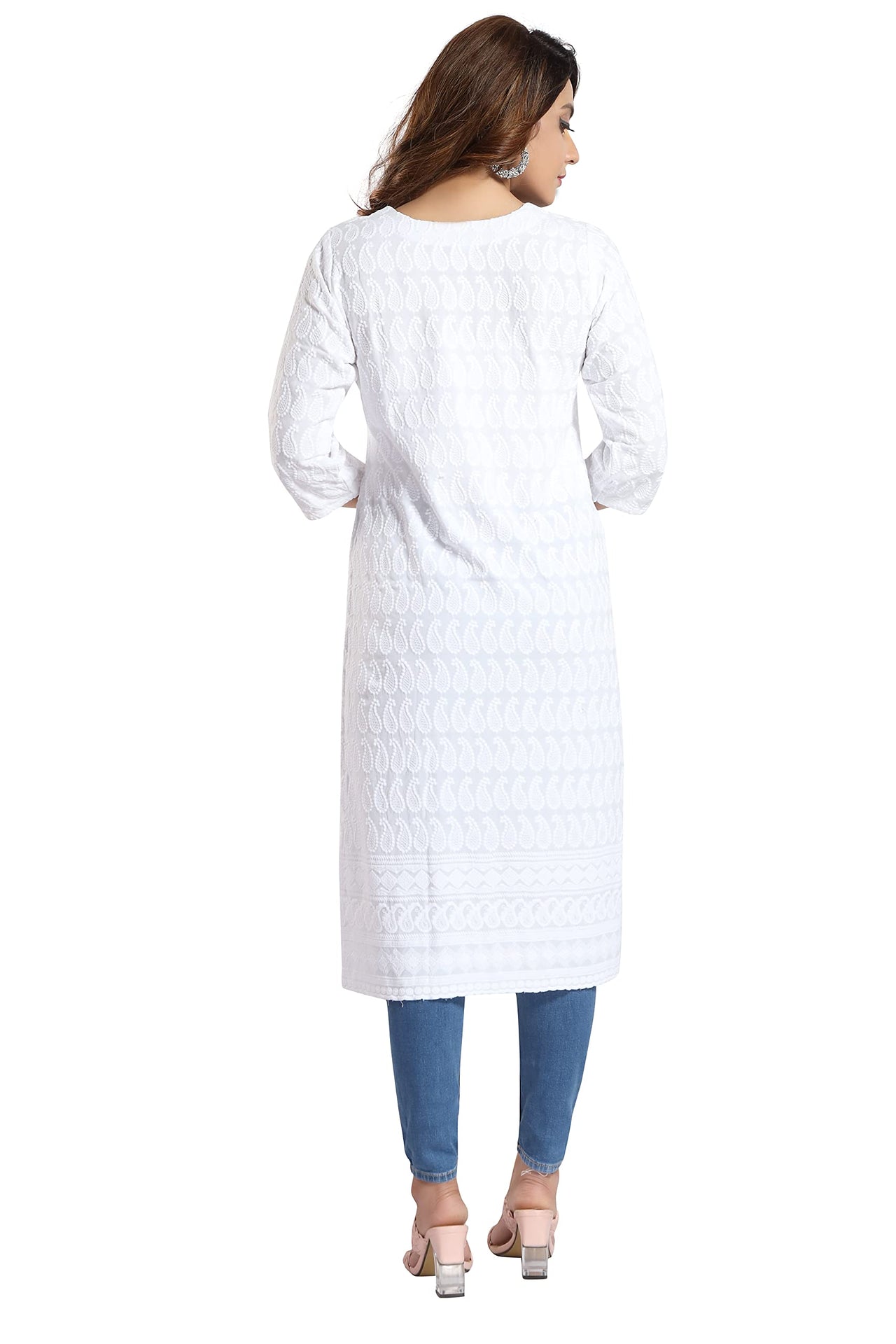 QUEEN SHIELD Women Cotton Kurta XL White