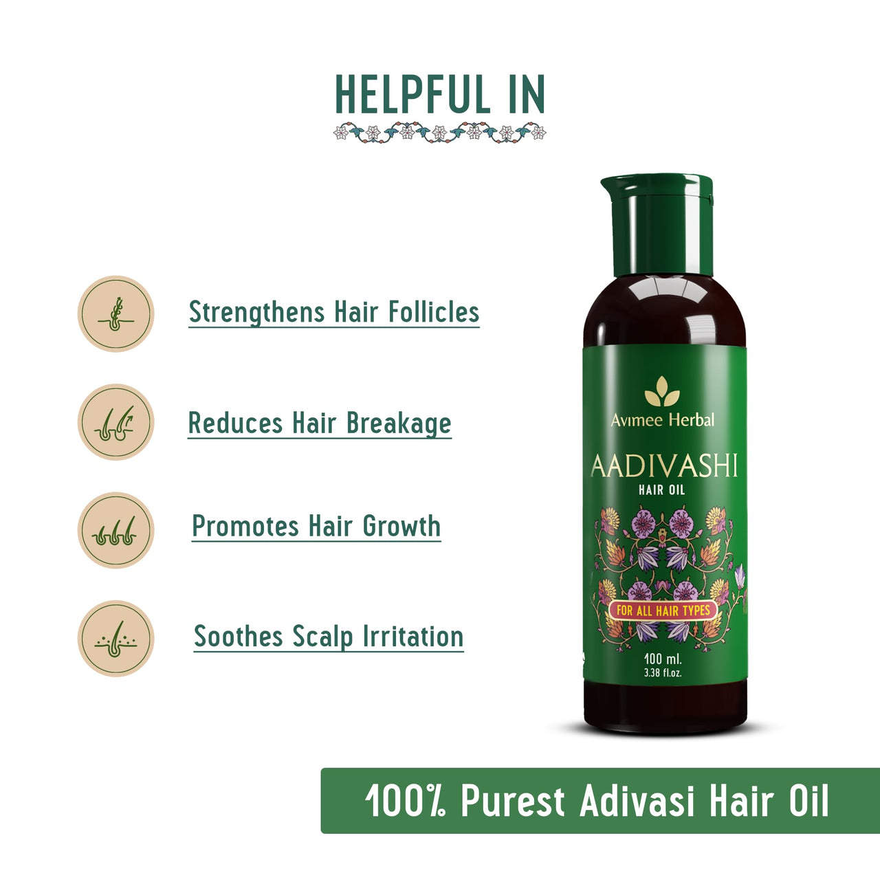 AVIMEE HERBAL Original Adivasi Hair Oil For Hair Fall|With Onion, Rosemary, Castor, Amla, Almond, Coconut, Brahmi & Bhringraj Oil|For Men & Women|100 Ml