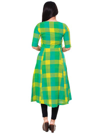 Cross Colors Women's  Cotton Angrakha Kurta M Emerald Green