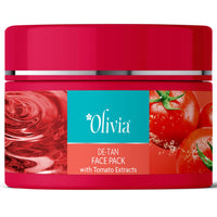 Olivia De Tan Face Pack with Tomato Extracts - 50g | Tan Removal Face Pack for Women | Natural Sun-tan Remover for Glowing Skin | Detan Pack for Women | Mask for Radiance & Brightening