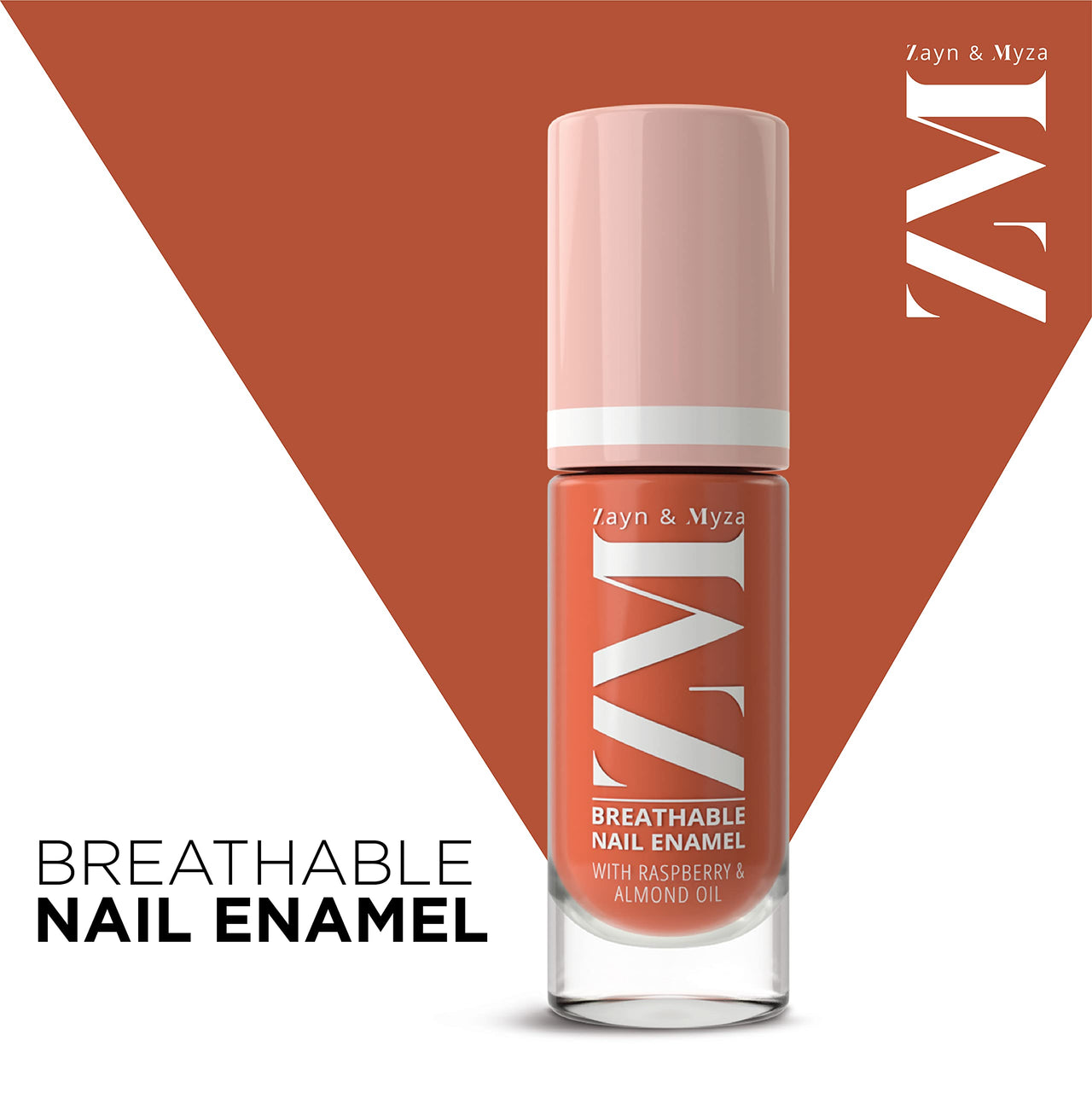 ZM Zayn & Myza Breathable Nail Enamel - Apricot Mousse | Smooth Application | Quick-Drying I Longlasting I Chip-Defiant I Water Permeable | Glossy Finish | 100% Vegan, 6 ml