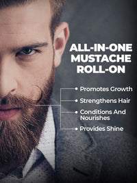 Beardo Mustache Growth Roll On 8 ml | Stimulates Hair follicles | Boosts Mustache Hair Growth | Goodness of Almond & Coconut Oil | Easy to use Roll on