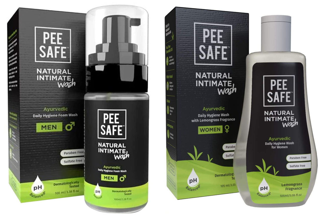 PEESAFE Natural Intimate Wash For Men | Lemongrass Fragrance | 100Ml & Pee Safe Natural Intimate Wash For Women | Lemongrass Fragrance | 105Ml