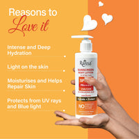 Raissa SPF 50 Sunscreen Body Lotion 200ml, HYDRATE AND PROTECT, PA++++, UVA/UVB, 4D Hyaluronic Acid and Cermaides, No SILICONE, NO OXYBENZONE, NO WHITE CAST. PARABEN FREE,