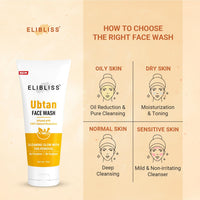 ELIBLISS Ubtan Natural Face Wash for All Skin Type with Turmeric & Saffron for Tan removal and Skin brightening