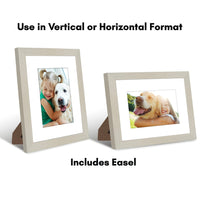 Americanflat 8x10 Picture Frame in Light Wood - Use as 5x7 Picture Frame with Mat or 8x10 Frame Without Mat - Engineered Wood Photo Frame with Shatter-Resistant Glass and Easel for Wall and Tabletop