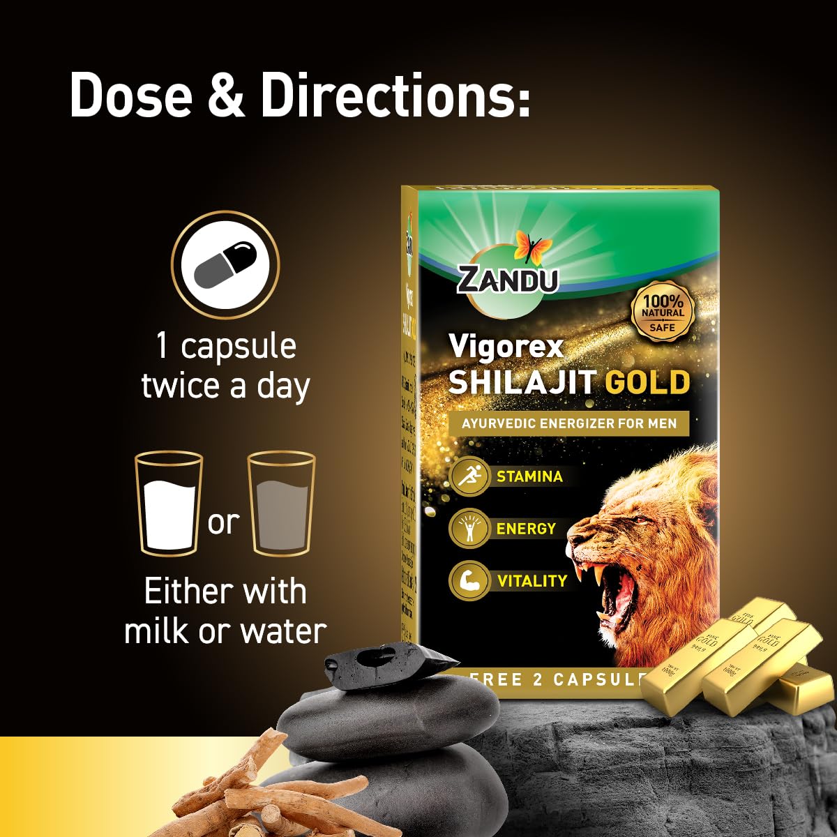 Zandu Vigorex Shilajit Gold - 12 Capsules