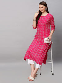 GoSriKi Women's  Cotton Blend Printed Straight Kurta