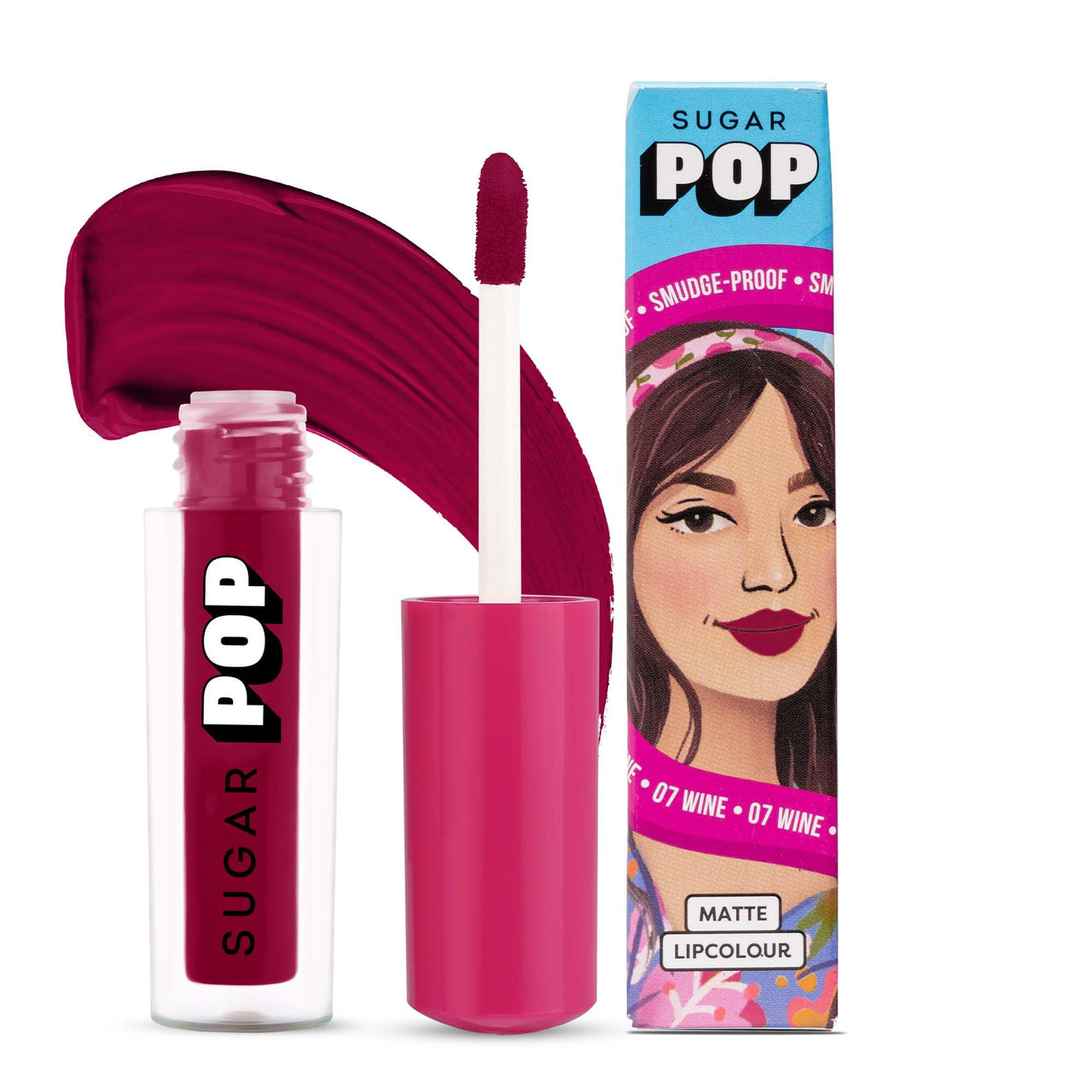 SUGAR POP Matte Lipcolour | Lasts Upto 8 hrs l Red Lipstick for Women l Vitamin E Infused | Non-Drying, Smudge Proof, Long Lasting | 1.6ml - 08 Crimson (Dark Ruby)