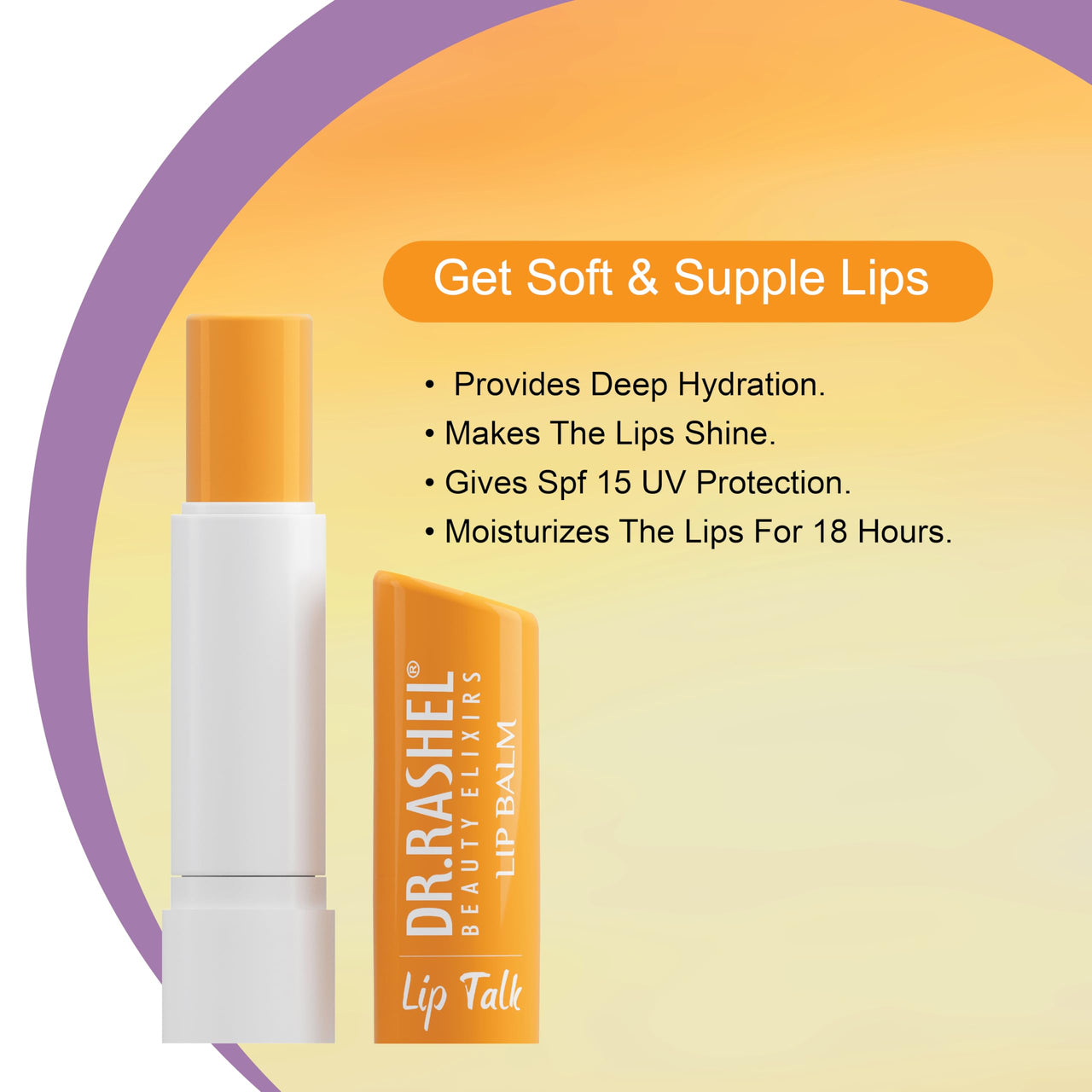 Dr.Rashel Vitamin C Nourishing Lip Balm - 4.5 gms – Tinted Lip Moisturizer for Dry and Chapped Lips, Enriched with vitamin E and Natural Oil, Intense Hydration and UV protection