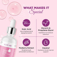 Kozicare Kojic Acid Face Serum For Acne And Dark Spots | Face Serum For Women & Men | Fast Absorbing & Deep Hydration |Helps Achieve a Radiant & Even Tone Skin -30 ML