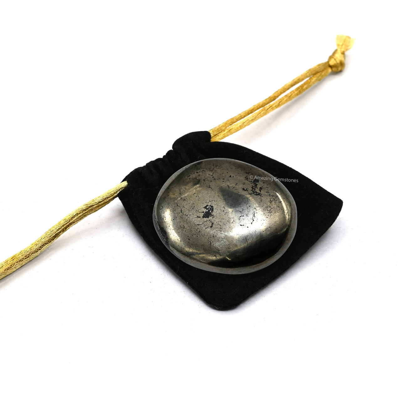 Pyrite Palm Stone - Pocket Massage Worry Stone for Natural Body Chakra Balancing, Reiki Healing and Crystal Grid Pyrite (Large)