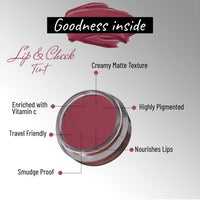 Seven Seas Lips & Cheek Tint Combo Pack of 2 | Matte Natural Blush for Women | Lip Tint with Vitamin E | Nourishing Cheek Tint (Crescent Red)