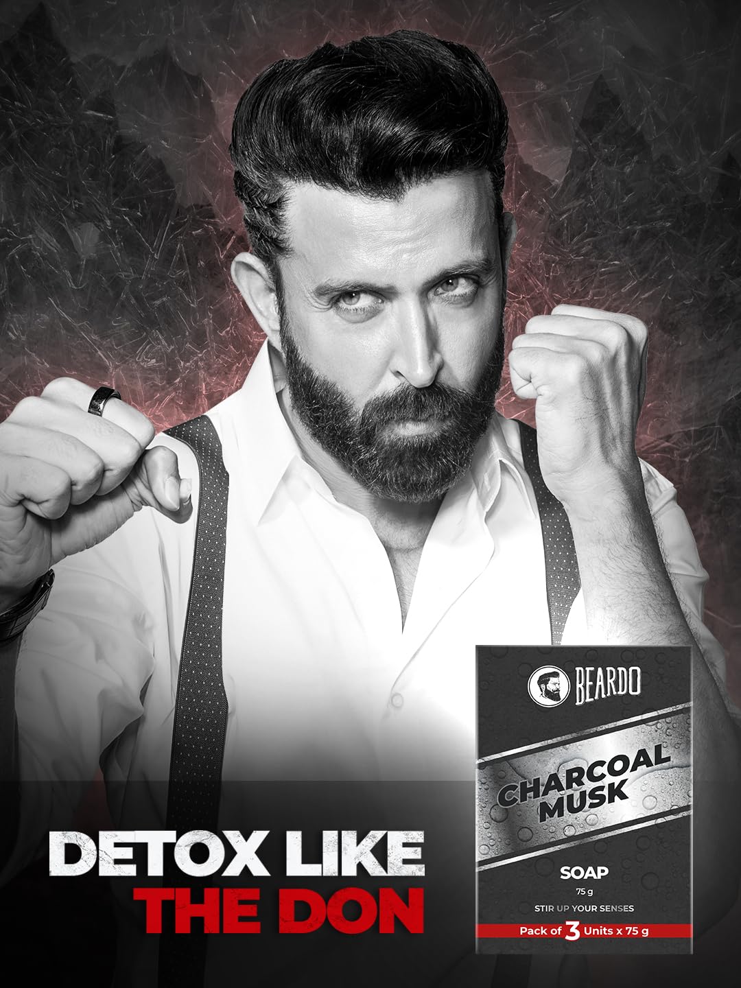 Beardo Activated Charcoal Musk Soap for Men, 75g x 3 | With Activated Charcoal | Deep Cleansing, Anti-Pollution | Refreshing | Removes Impurities | Removing Excess Oil