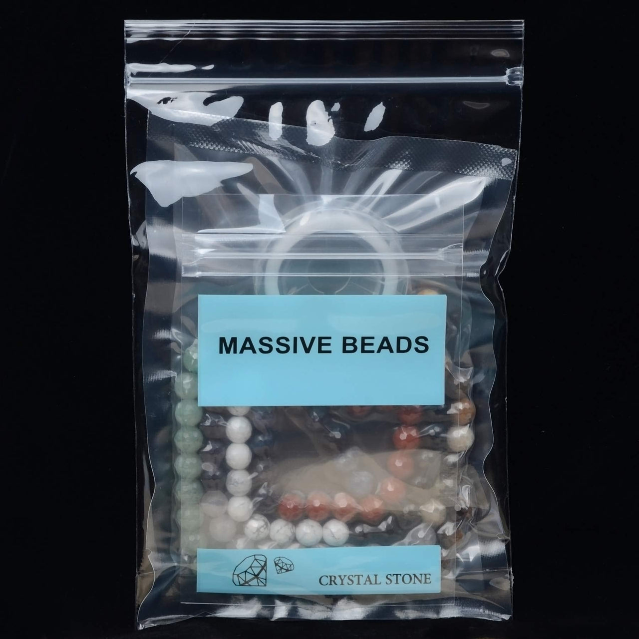 Massive Beads 140PCS 6MM Natural Crystal Beads 10 Materials Faceted Stone Gemstone Round Loose Energy Healing Beads with Free Crystal Stretch Cord for Jewelry Making (Faceted Stone Gems, 6MM) Faceted Stone Gems