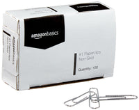 Basics No. 1 Paper Clips, Nonskid, 1000 Count (10 Pack of 100), Silver