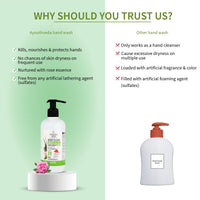Ayouthveda Deep Clean Gentle Hand Wash | With Neem, Aloe Vera, Tulsi & Lotus | Gently Cleanses & Moiusturizes Hands | Germ Protection Formula Without Any Harsh Chemicals (Pack Of 1; 300ml)