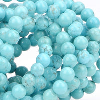 100Pcs Natural Crystal Beads Stone Gemstone Round Loose Energy Healing Beads with Free Crystal Stretch Cord for Jewelry Making (Turquoise, 8MM) Turquoise