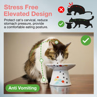 Necoichi Extra Wide Raised Cat Food Bowl, Elevated, Prevent Neck & Whisker Fatigue, Dishwasher and Microwave Safe, No.1 Seller in Japan! (Fuji Limited Edition, Extra Wide)