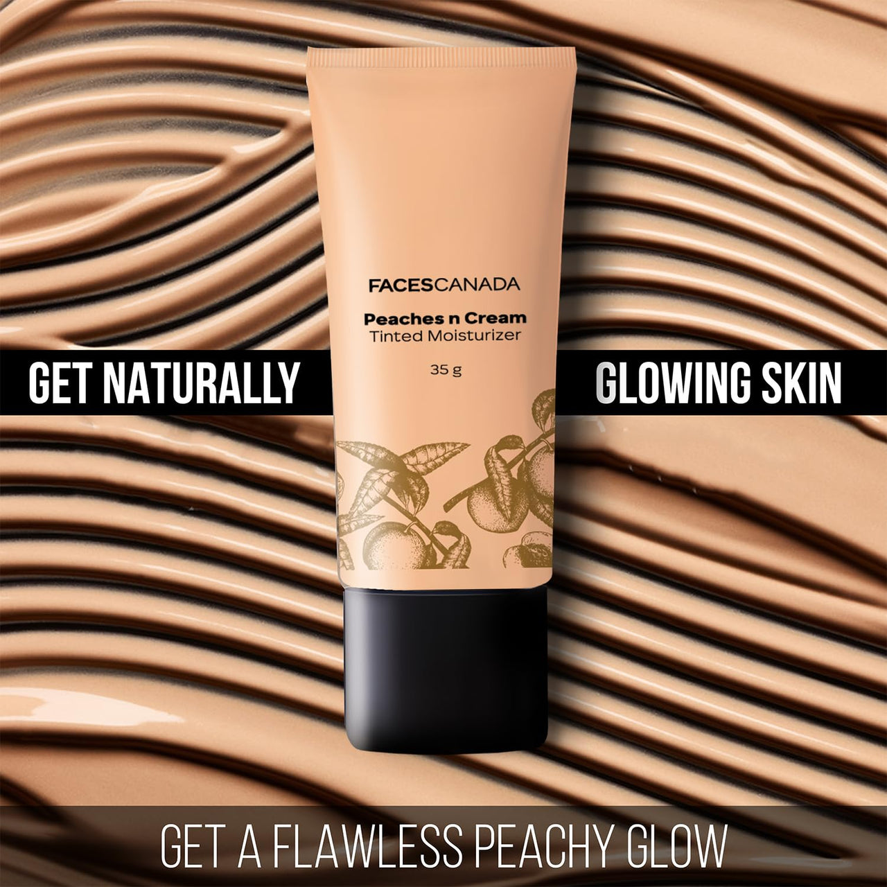 FACES CANADA Peaches N Cream Tinted Moisturizer - Light 01, 35 g | Soft Peachy, Natural Glow | Lightly Tinted BB Cream | Non Oily Lightweight Gel Formula | Blends Easily | Suitable For All Skin Types