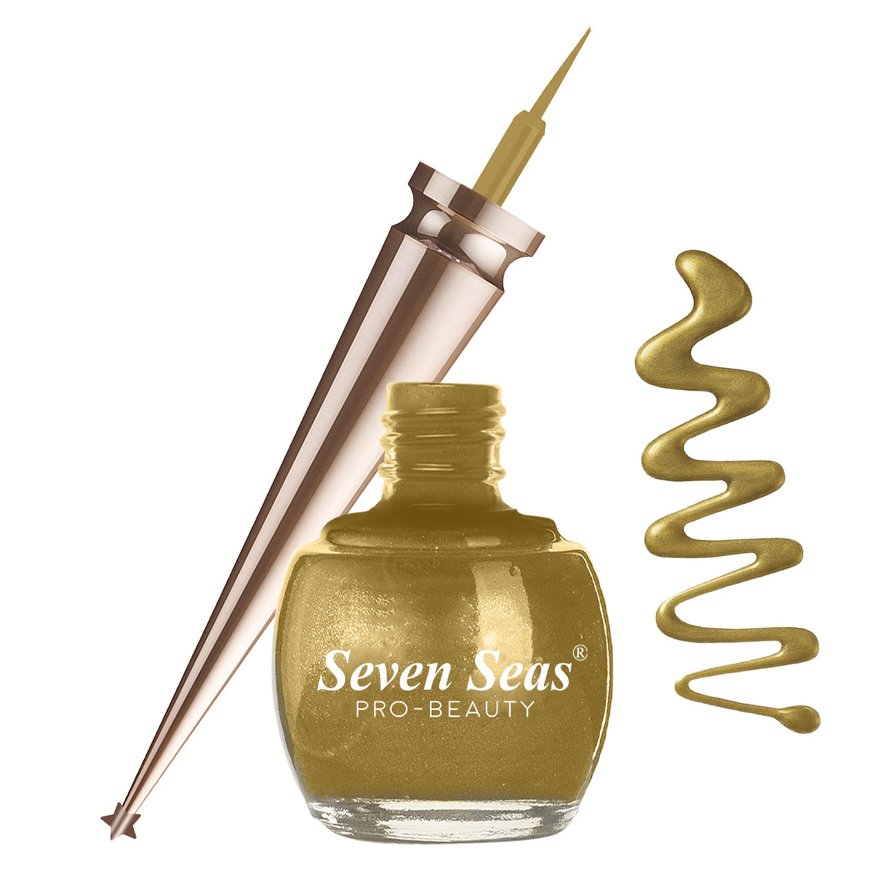 Seven Seas Liquid Color Eyeliner - 5ml | Waterproof | Smudgeproof | Long Lasting | Eyeliner for Women (Golden, 5ml)