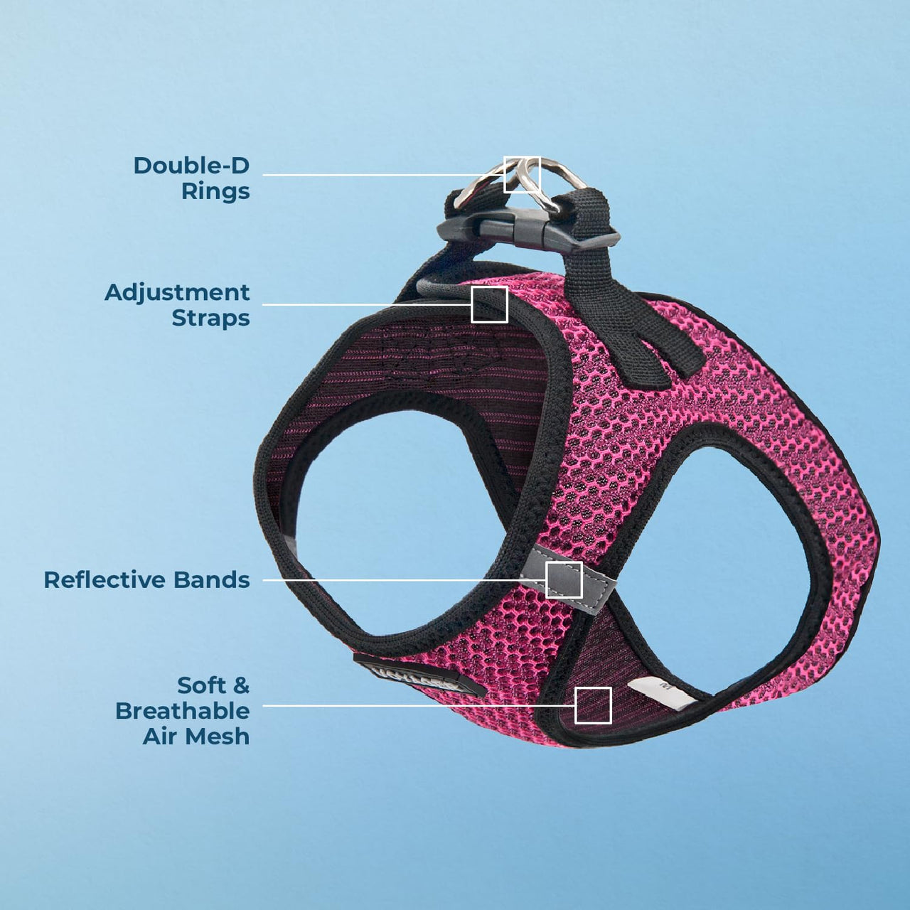 Voyager Step-in Air Dog Harness - All Weather Mesh Step in Vest Harness for Small and Medium Dogs and Cats by Best Pet Supplies - Harness (Fuchsia 2-Tone), XS (Chest: 13-14.5") Harness (Fuchsia 2-Tone) XS (Chest: 13 - 14.5")