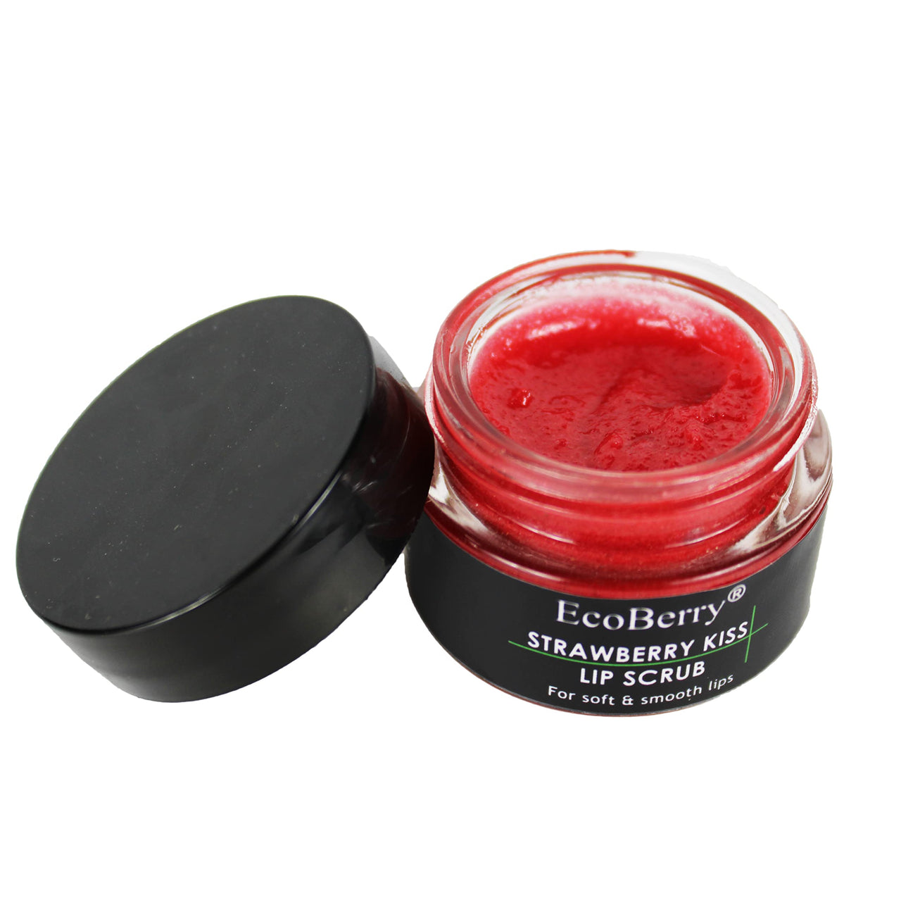 EcoBerry Strawberry Kiss Lip Scrub Lip Scrub For Natural Pink Lips Dry, Chapped Lips, Supple Moisturizing Conditioning, Enriched with Strawberry Extracts, Natural & Handmade, Mineral Oil Free, Paraben Free, Veg