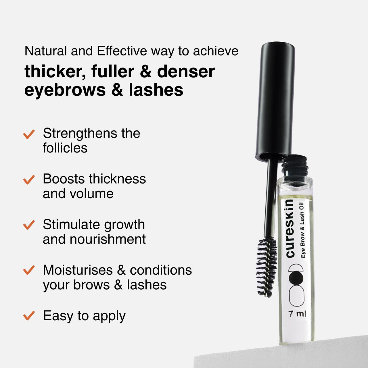 Cureskin Eye Brow & Lash Oil | Nourishes and Strengthens | Eyelash Growth Serum | Lash Serum for Eyelash Growth, 7 ml (Pack of 2)