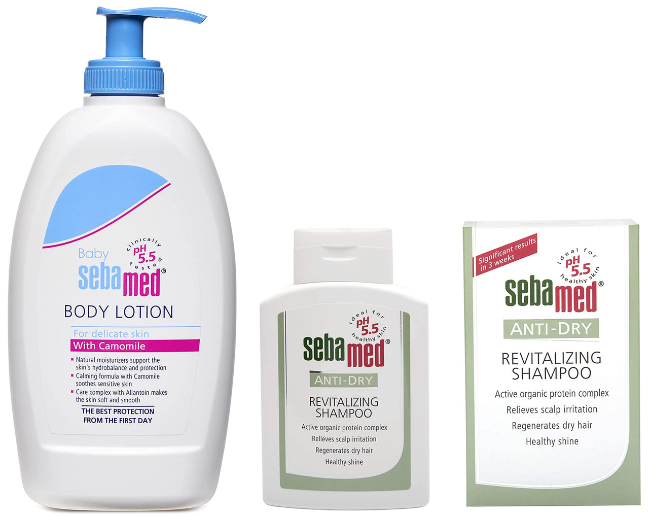 SebaMed Baby Body Lotion, For All Skin Types, 400 ml & Sebamed Anti-Dry Revitalizing Shampoo - 200 ml