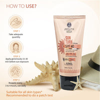 Ayouthveda Sun Turn Cream SPF 40 - Double Layer Encapsulated Sunscreen - Tinted with BB Effect - PA++++ - UVA(+++++)/UVB Protection - Blue Light Defense - Enriched with Zinc Oxide, Aloe Vera & Berries - Net.Qty:- 60g