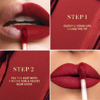 mCaffeine Shades Velvet Blur Matte Liquid Lipstick | 12 Hrs Intense Stay | Lightweight & Non-drying, Blurs Lip Creases | Transferproof & Smudgeproof | Lipstick for Women | 4 ml - Passionate Crimson (Subtle Sangria)