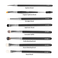PAC Eye Series Synthetic Bristle Makeup Brush Set | Foundation, Blush, Eyeliner, Concealer, Eyeshadow Brushes with Makeup Brush Pouch | For Cream, Liquid And Powder Formulation - 8 Brushes