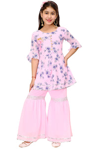 FNOCKS Girls Georgette Anarkali Kurta and Sharara Pants 7 Years-8 Years