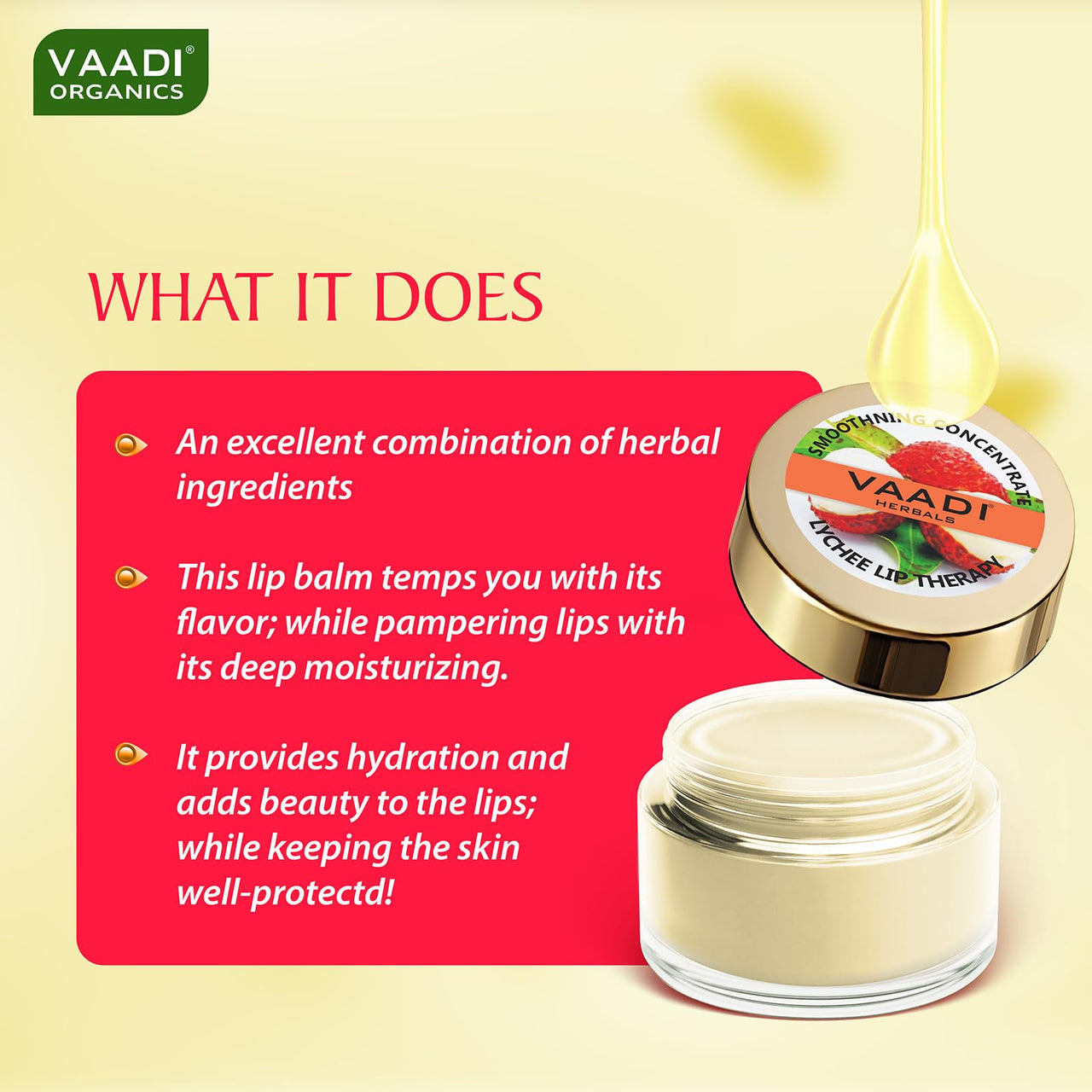 VAADI HERBALS Lip Balm, Lychee, 10 Gm,Multi