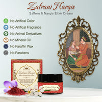 Herbs & Greens Zafrani Nargis Natural Vitamin C Saffron & Nargis Anti Aging Elixir Cream, | Glowing & Radiant Skin | Ayurvedic Day & Night Face Cream Moisturizer For Woman & Men | All Skin | 50gm