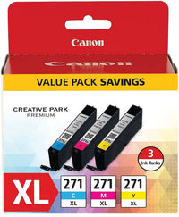Canon CLI-271XL 3 Color Value Pack Compatible to MG6820, MG6821, MG6822, MG5720, MG5721, MG5722, MG7720, TS5020, TS6020, TS8020, TS9020 Cyan, Magenta and Yellow Multipack Ink Tank