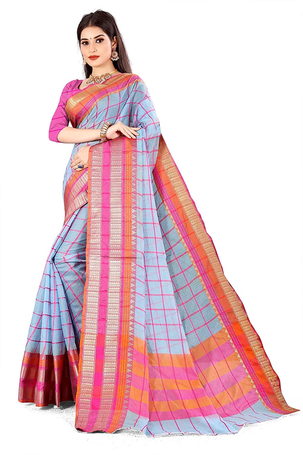 Amazon Brand - Anarva Soft Heavy & Cotton Silk Sarees for women, Beautiful saree free size with unstitched Blouse Piece