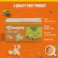 Chaayos Instant Tea Premix - Masala Chai Flavour - Regular Sugar (14 Grams * 36 Sachets) (Makes 504g) | Masala Tea Powder | Premix Tea | Masala Chai | Assam Tea | Desi Chai