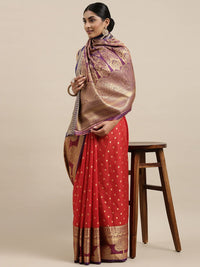 Pandadi Saree Women's  Banarasi Silk Saree With Unstitched Blouse Piece