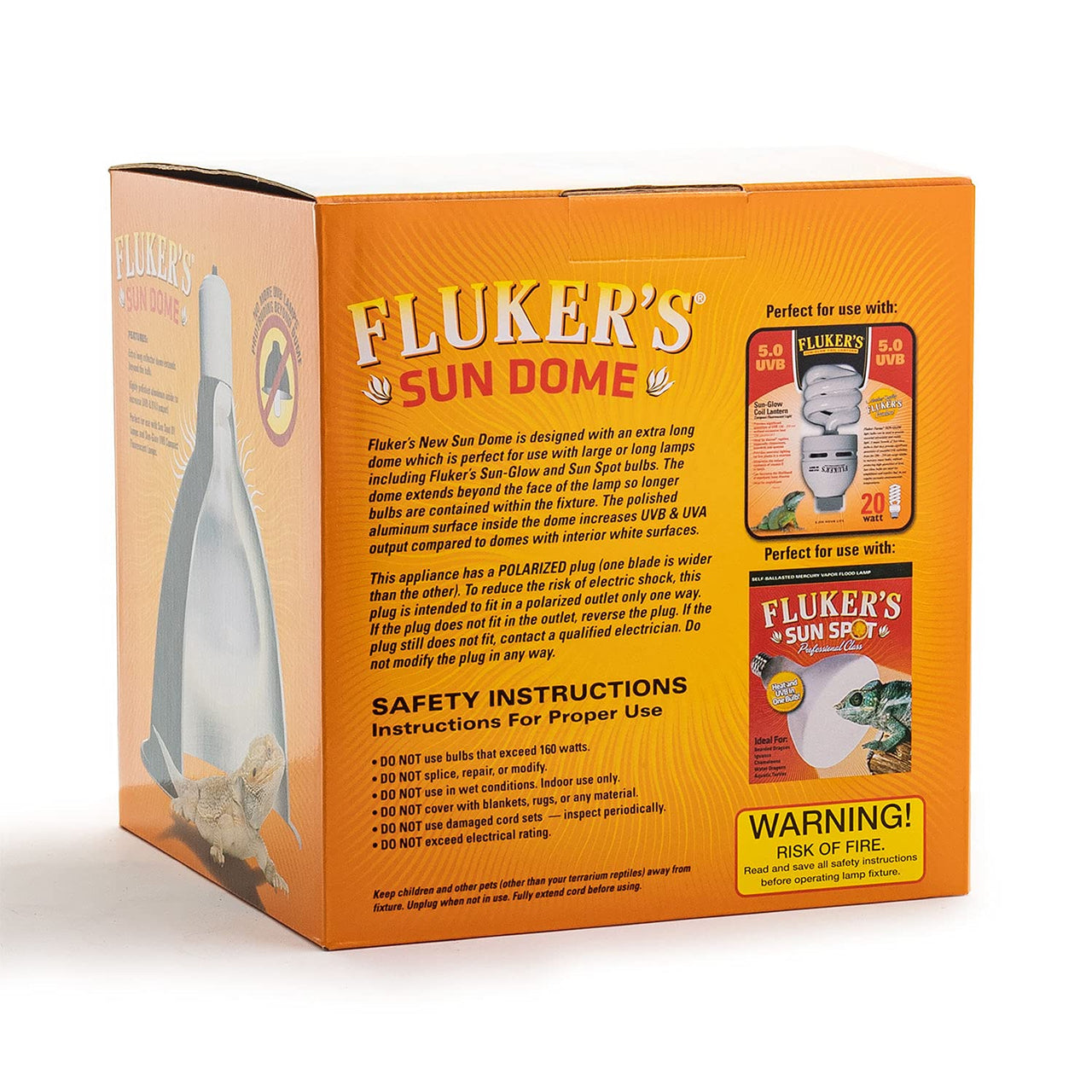 Fluker's  Sun Dome Reptile Lamp - Deep Dome Flush Mount Light Fixture, 8.5 Inches,Black