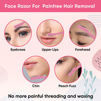 Vega Eyebrow Shaper for Women - Pack of 3 Reusable Face Razor, Painless Facial Hair Removal, Razor for Face, Eyebrows, Upper Lips, Chin, Side Locks, Forehead, (ESS-01)