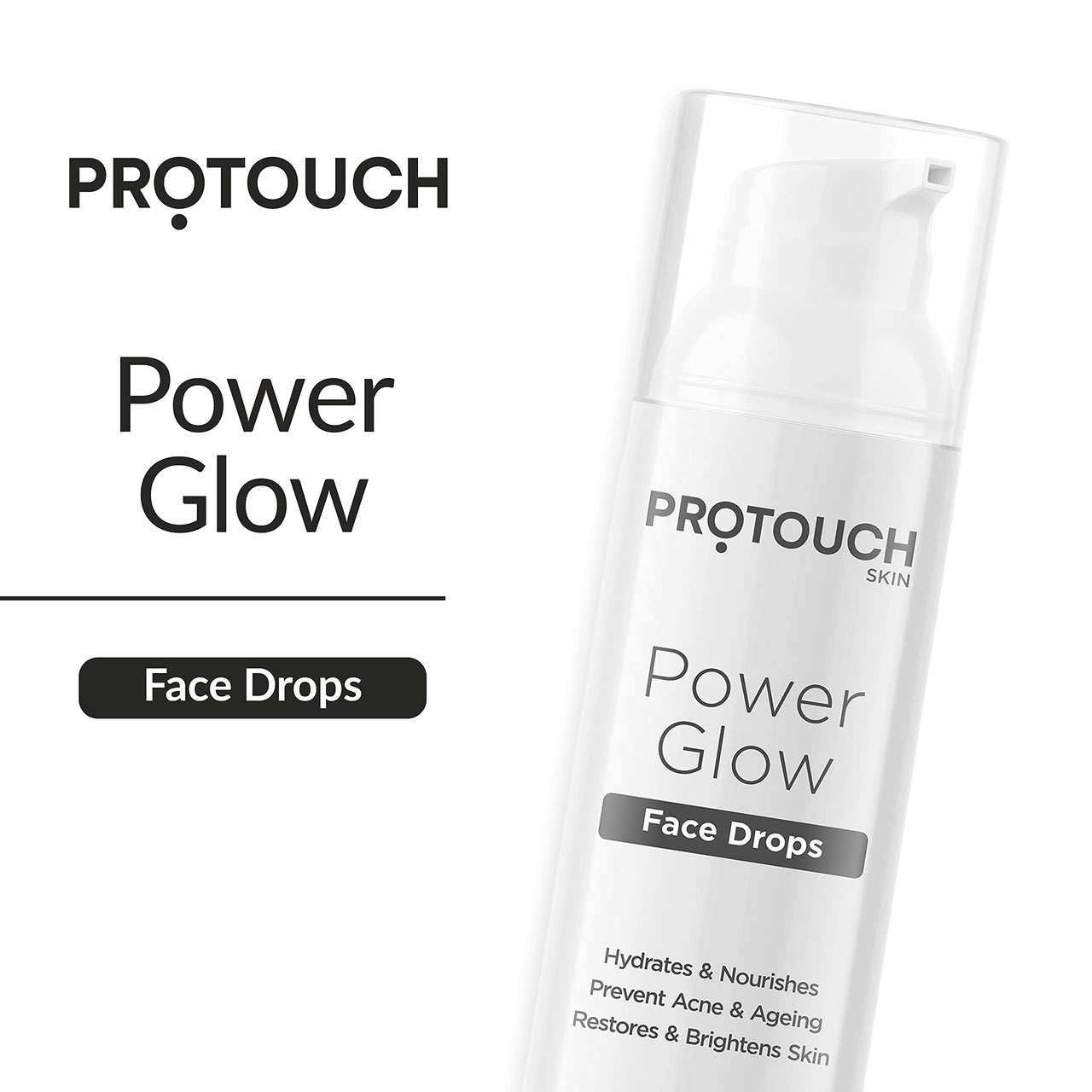 PROTOUCH Power Glow Face Drops | Brightening Serum with Korean & Indian Herbs | Lightens Dark Spots, Acne, and Wrinkles | For Clear, Glowing Skin - All Skin Types (Pack of 2)