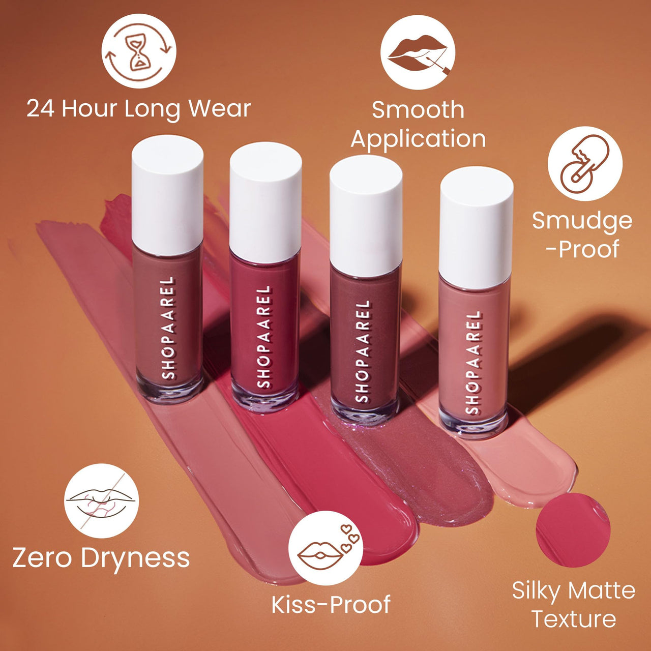 Shopaarel Silky Matte Gloss, Liquid Lipstick, Matte finish, Long-Lasting, Smudge-Resistant, Intense Shade, Cruelty-free-8 Gm, Promise